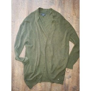 American Eagle Womens L Long Dark Green Duster Sweater Cardigan